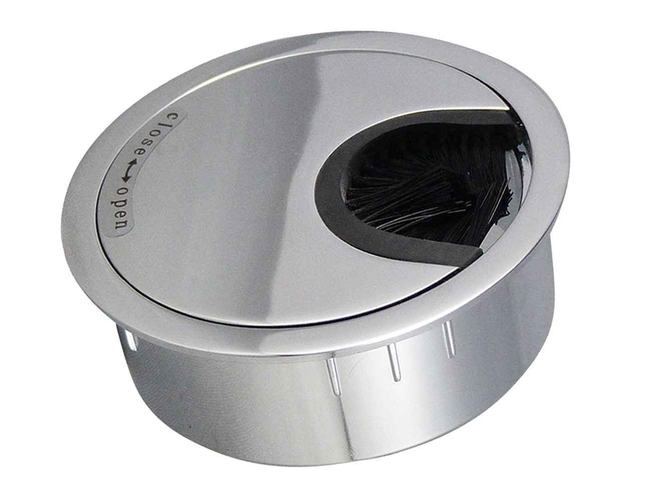 Kabeldoorvoerdoos glans chroom – 2 delig - rond