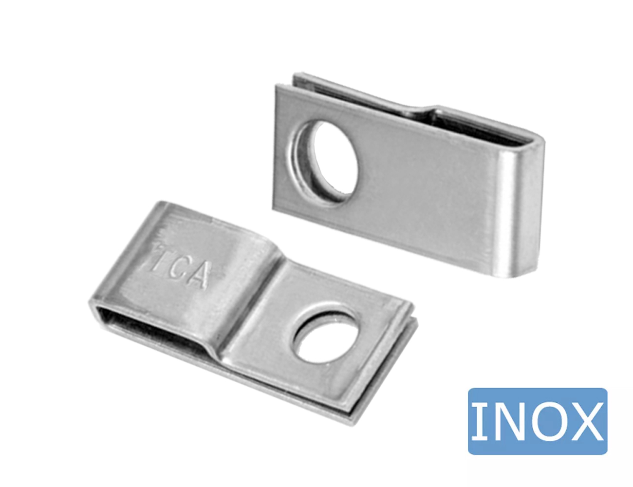 Schroefzadels voor tyraps max. 10mm - P-vorm - RVS 316 - boring Ø4mm (Per 100 Verpakt)