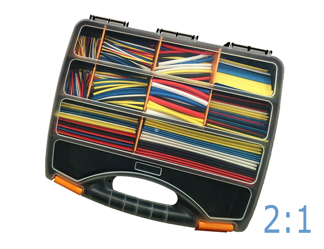 Krimpkous dunwandig 2:1 - assortiment zwart - hersluitbare box à 170 stuks