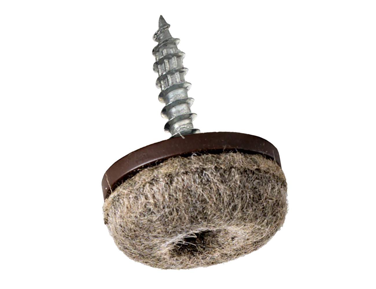 Viltglijders met schroef rond met komvormig vilt PE-LD - synthetisch vilt - Ø17mm - Bruin