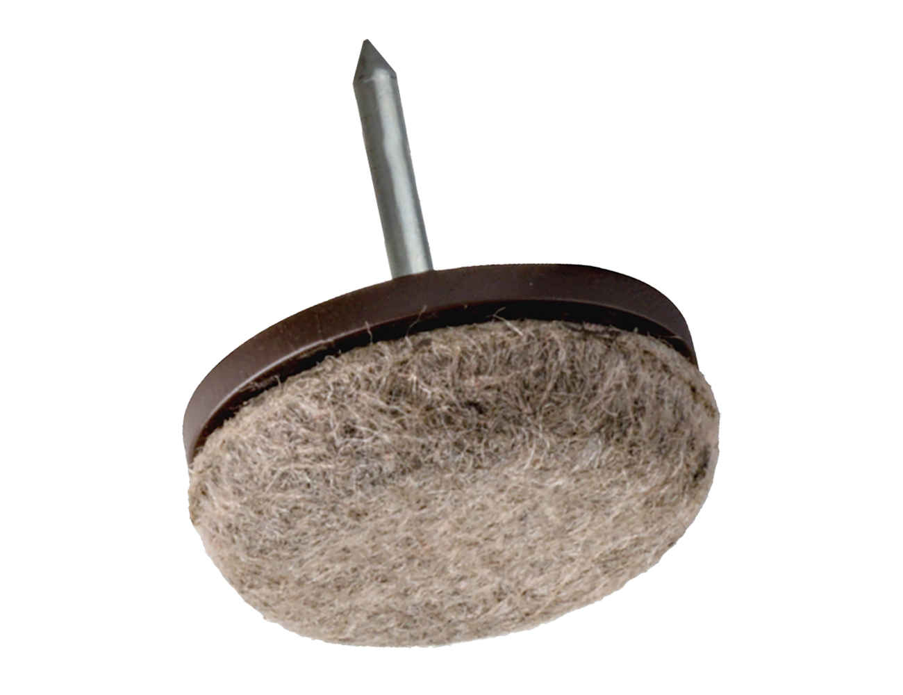Viltglijders met nagel rond met komvormig vilt PE-LD - synthetisch vilt - Ø17mm - Bruin