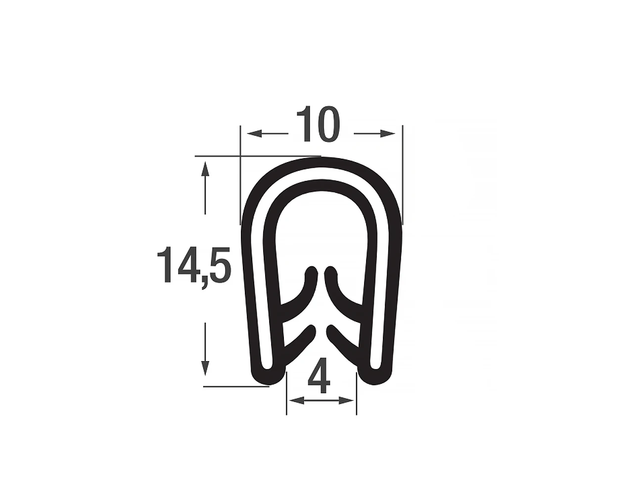 Zelfklemmend kantprofiel 14,5x10mm - PVC met POM inlage - klembereik 1-4mm