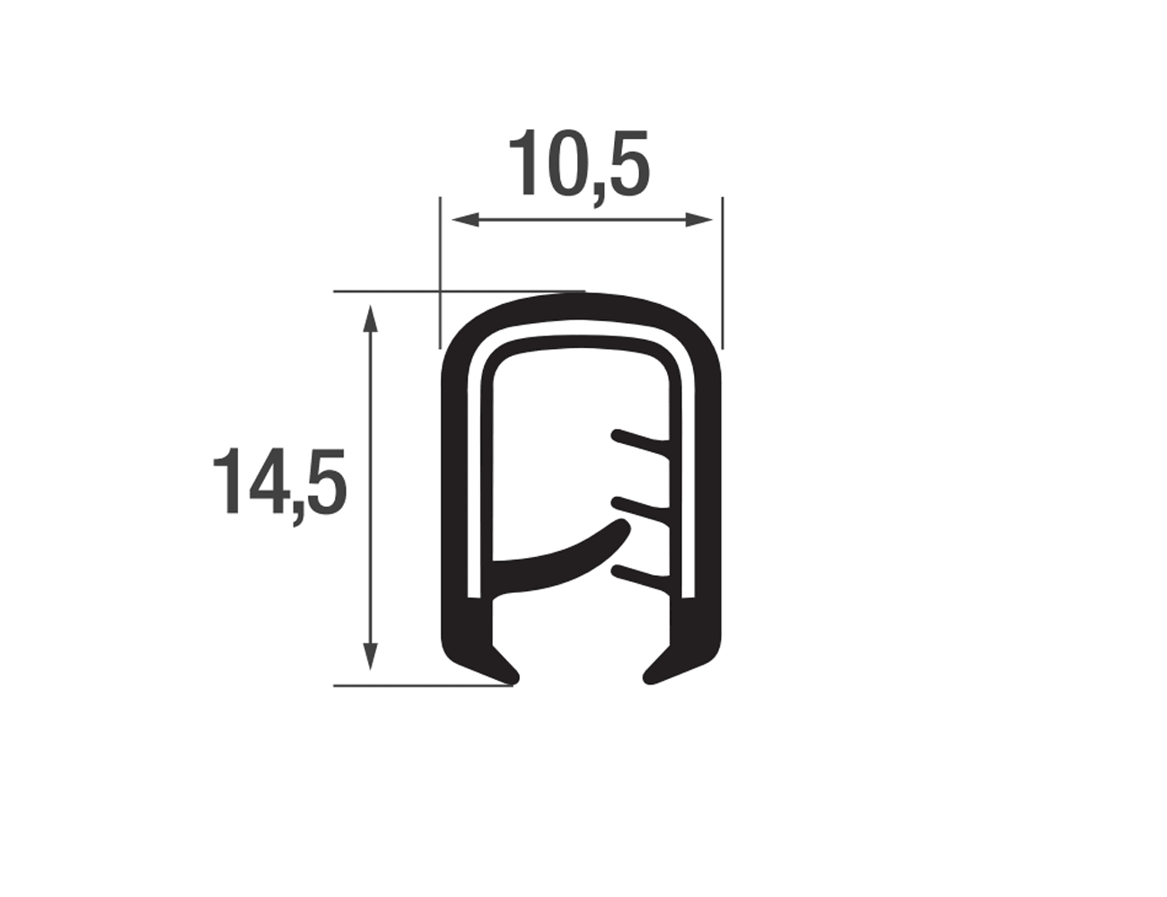 Zelfklemmend kantprofiel 14,5x10,5mm - PVC met staalband inlage klembereik 2-5mm