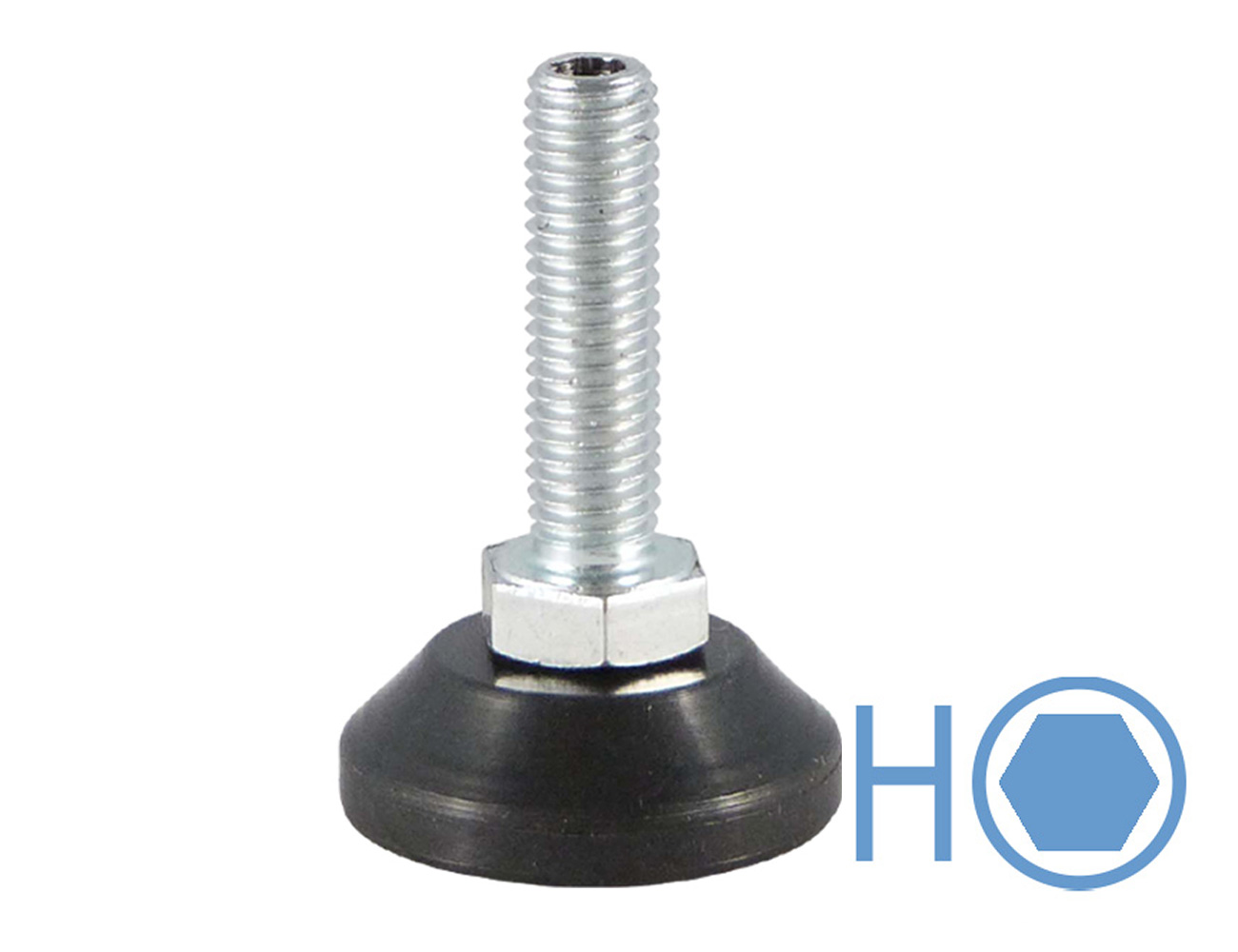 Stelvoet met draaibare kunststof voet - binnenzeskant