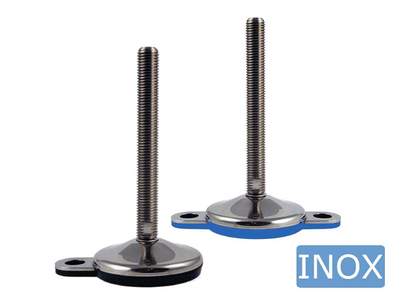 Stelvoet RVS - Hygiëne - gevulcaniseerde anti-slip voetplaat - bevestigingsoog