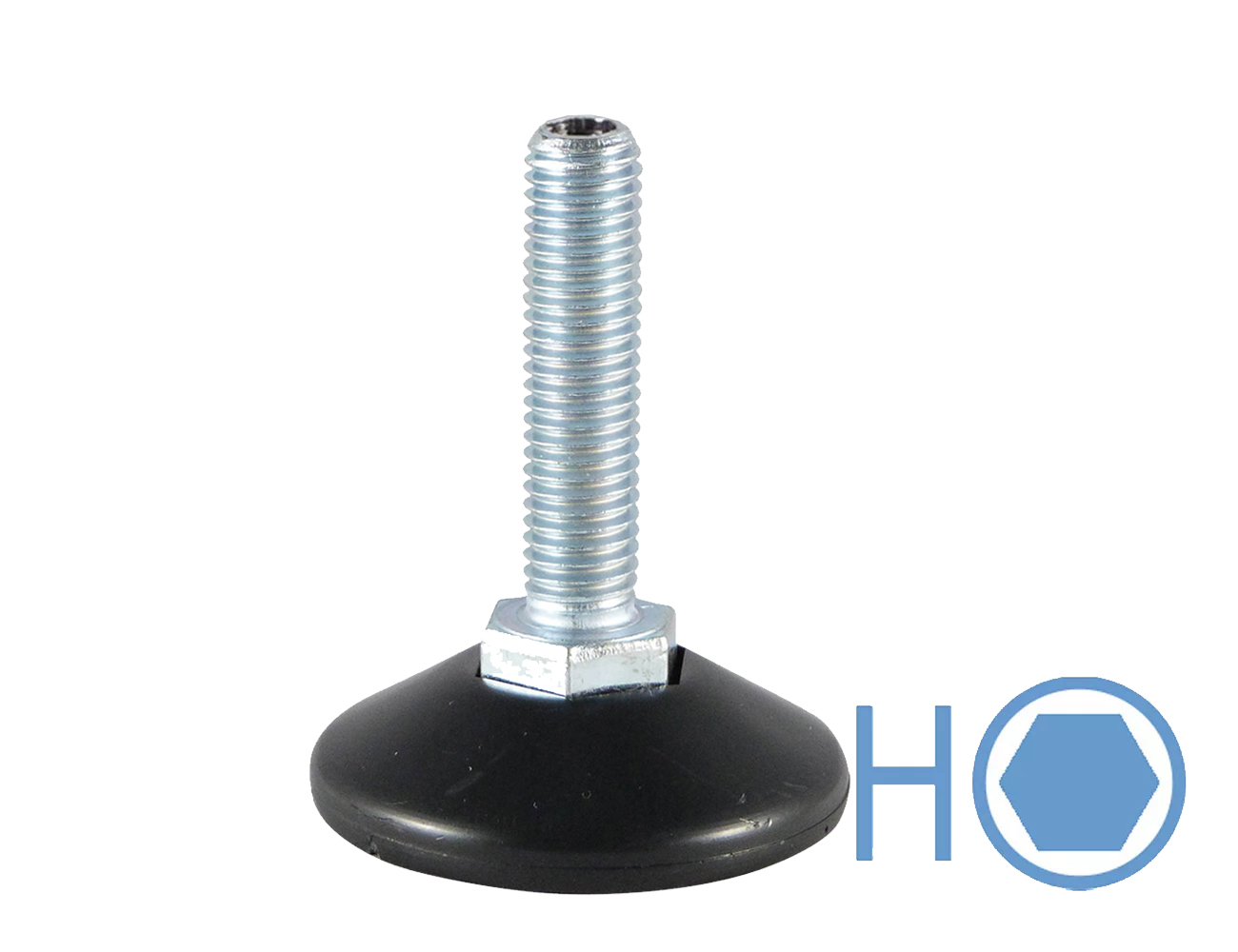 Stelvoet met vaste kunststof voet - binnenzeskant