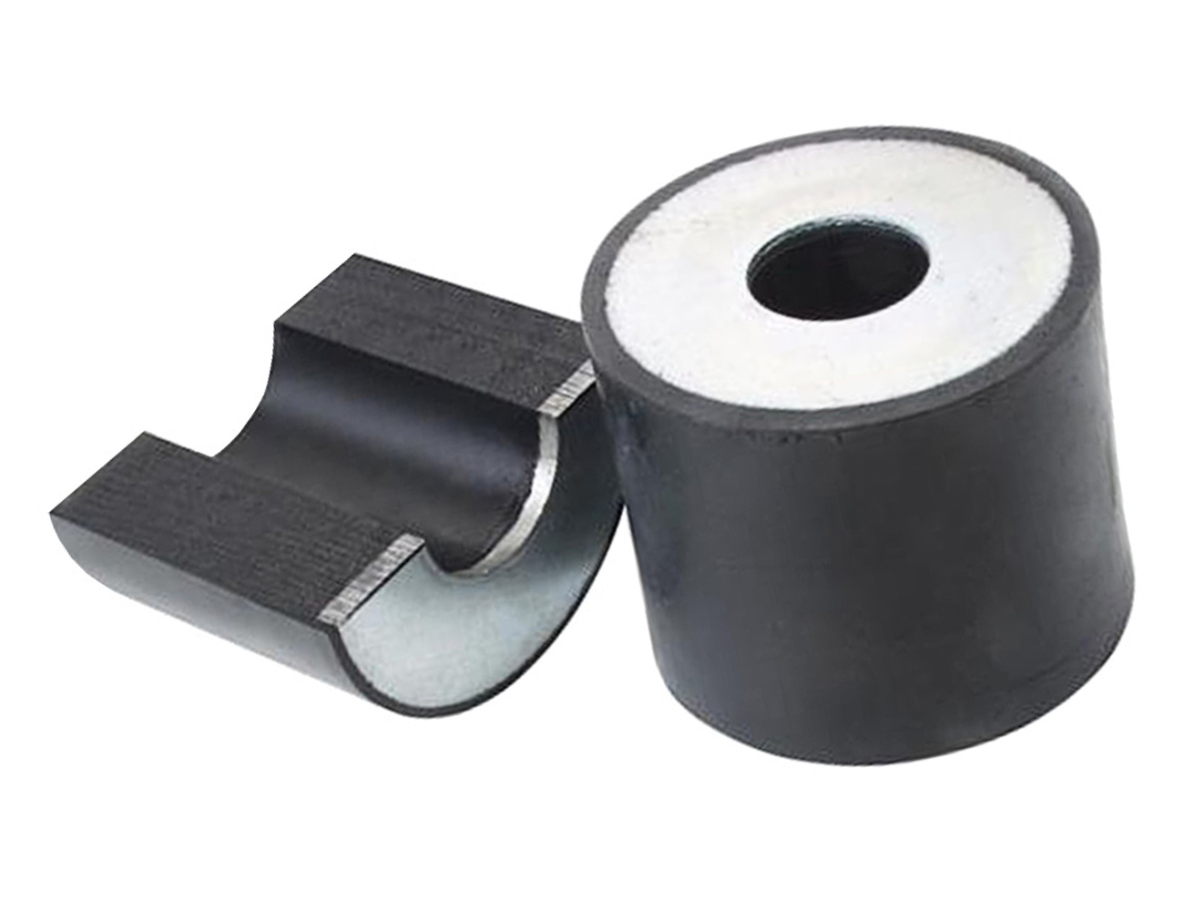 Rubber bus met boring en metalen ring – cilindrisch