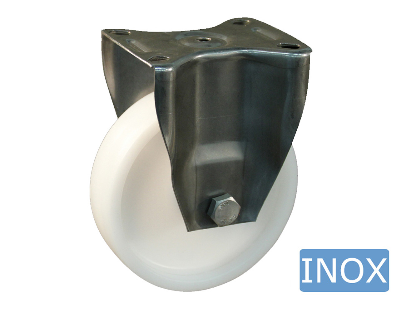 RVS bokwiel – plaat - polyamide wiel